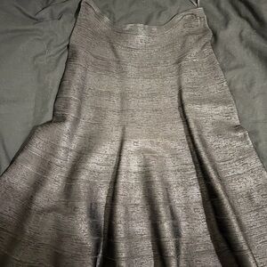 Textured Black Fit-and-Flare Skirt